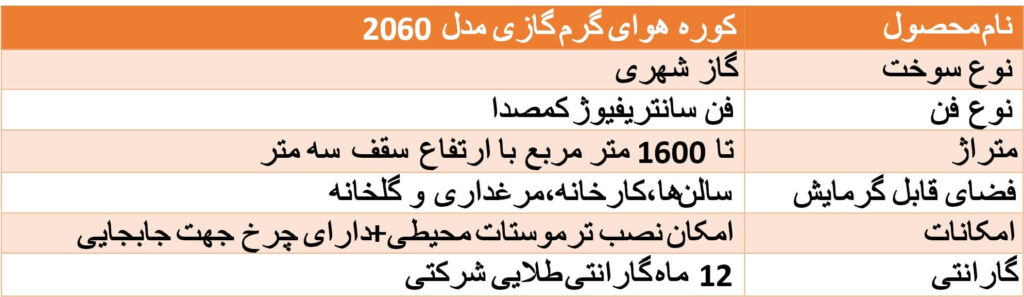 کوره هوای گرم گازی مدل 2060 