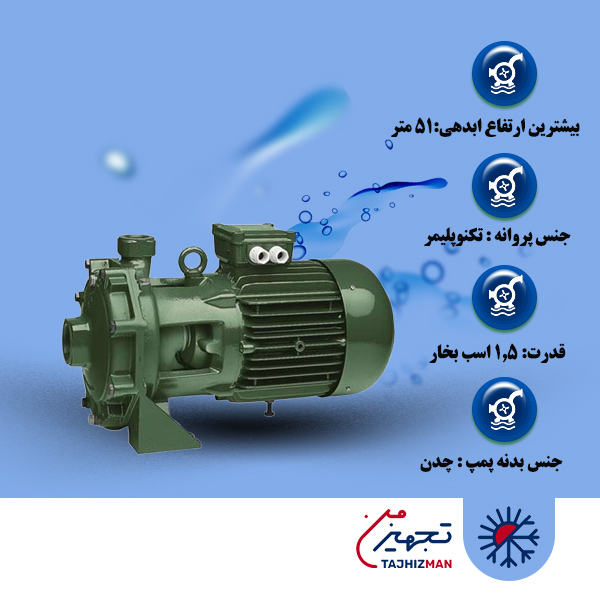 پمپ آب 1.5 اسب بشقابی دو پروانه داب K45/50M