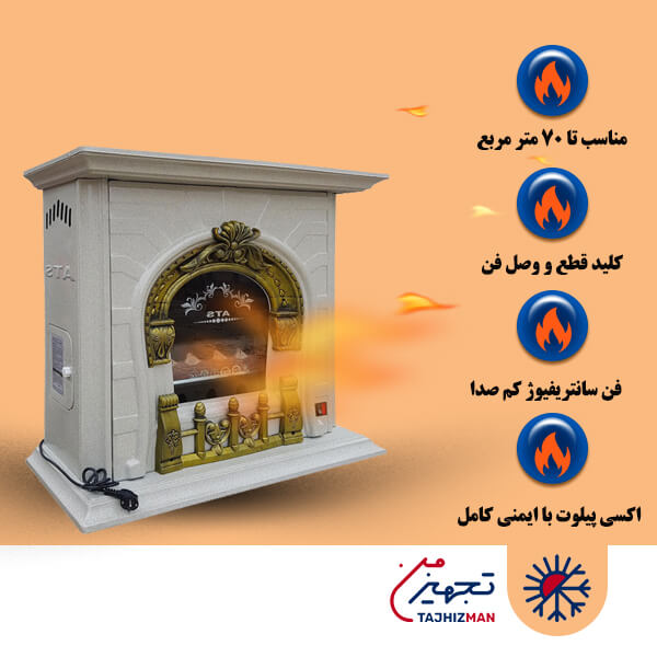 هیتر گازی فن دار شومینه ای آذرتهویه مدل A612