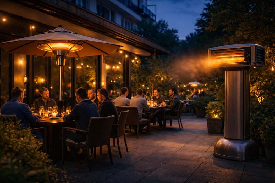 مقایسه هیتر تابشی چتری با بخاری فضای باز