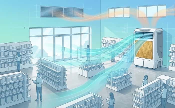 خنک‌سازی فروشگاه با کولر سلولزی؛ راهنمای کامل برای فضای خرید راحت‌تر