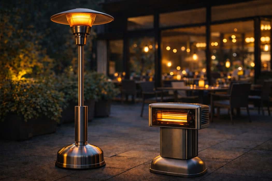 مقایسه هیتر تابشی چتری با بخاری فضای باز؛ کدام انتخاب منطقی‌تر است؟