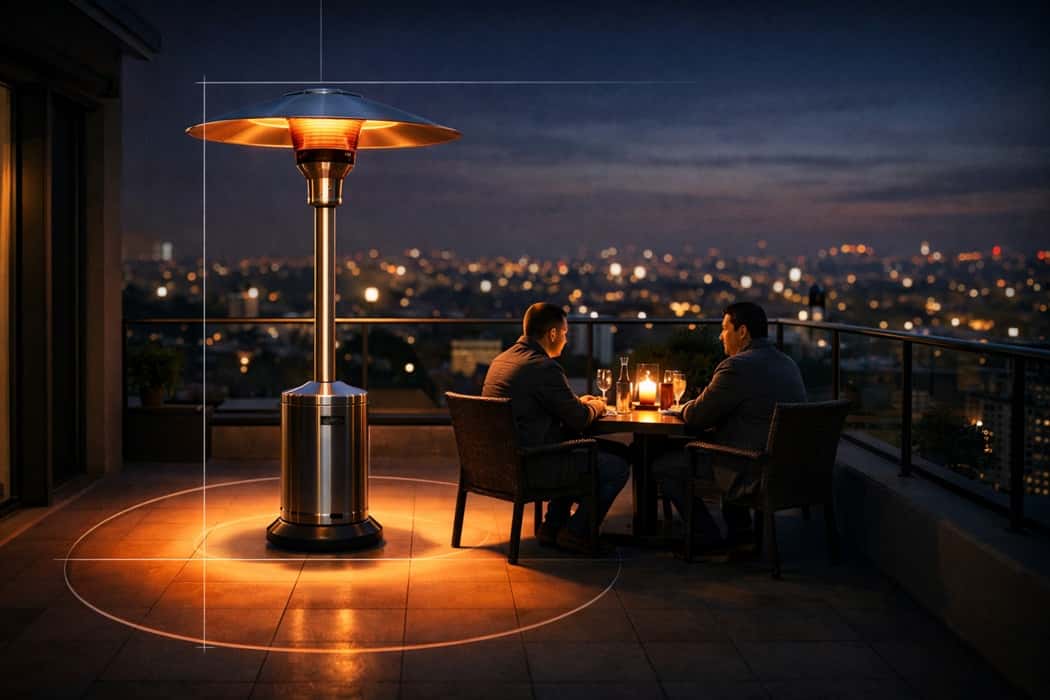 ابعاد و ظرفیت هیتر تابشی چتری؛ راهنمای انتخاب متناسب با متراژ فضا