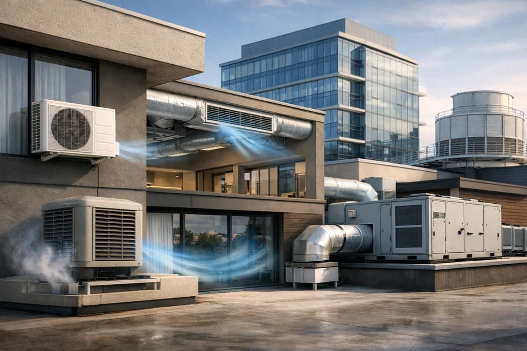 مقایسه سیستم‌های سرمایشی ساختمان؛ راهنمای کامل انتخاب