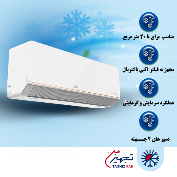 کولر گازی 12000 ایوولی الگانت مدل EVCIS–12K-UV